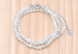 GMN7252 4mm faceted round tiny white moonstone beaded necklace jewelry