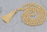 GMN726 Hand-knotted 8mm, 10mm honey jade 108 beads mala necklaces with tassel