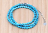 GMN7263 4mm faceted round turquoise beaded necklace jewelry