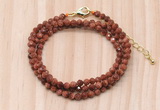 GMN7265 4mm faceted round goldstone beaded necklace jewelry