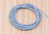 GMN7268 4mm faceted round blue angel skin beaded necklace jewelry