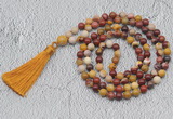 GMN727 Hand-knotted 8mm, 10mm mookaite 108 beads mala necklaces with tassel