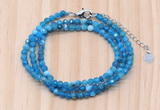 GMN7270 4mm faceted round apatite beaded necklace jewelry