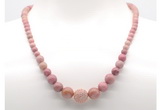 GMN7301 pink wooden jasper graduated beaded necklace & bracelet set