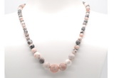 GMN7306 pink zebra jasper graduated beaded necklace & bracelet set