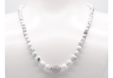 GMN7311 white howlite graduated beaded necklace & bracelet set