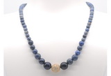 GMN7315 dumortierite graduated beaded necklace & bracelet set