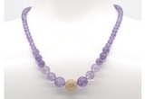 GMN7326 amethyst graduated beaded necklace & bracelet set