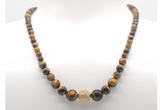 GMN7331 yellow tiger eye graduated beaded necklace & bracelet set