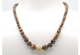 GMN7332 grade AA yellow tiger eye graduated beaded necklace & bracelet set