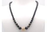 GMN7334 golden obsidian graduated beaded necklace & bracelet set