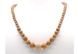 GMN7352 wooden jasper graduated beaded necklace & bracelet set