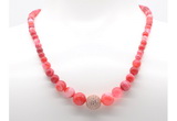 GMN7355 red banded agate graduated beaded necklace & bracelet set