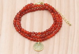 GMN7402 4mm faceted round tiny red agate beaded necklace with constellation charm