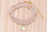 GMN7407 4mm faceted round tiny pink aventurine beaded necklace with constellation charm