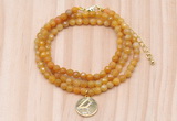 GMN7409 4mm faceted round tiny yellow jade beaded necklace with constellation charm