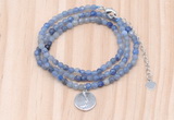 GMN7410 4mm faceted round tiny blue aventurine beaded necklace with constellation charm