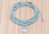 GMN7413 4mm faceted round tiny amazonite beaded necklace with constellation charm