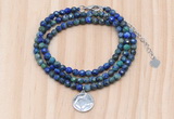 GMN7416 4mm faceted round tiny chrysocolla beaded necklace with constellation charm