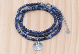 GMN7417 4mm faceted round tiny sodalite beaded necklace with constellation charm