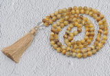 GMN743 Hand-knotted 8mm, 10mm golden tiger eye 108 beads mala necklaces with tassel