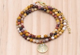 GMN7433 4mm faceted round tiny mookaite jasper beaded necklace with constellation charm