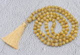 GMN744 Hand-knotted 8mm, 10mm golden tiger eye 108 beads mala necklaces with tassel