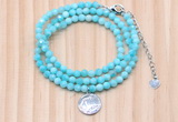 GMN7469 4mm faceted round amazonite beaded necklace with constellation charm