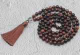 GMN747 Hand-knotted 8mm, 10mm red tiger eye 108 beads mala necklaces with tassel