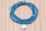 GMN7470 4mm faceted round apatite beaded necklace with constellation charm