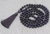 GMN760 Hand-knotted 8mm, 10mm purple tiger eye 108 beads mala necklaces with tassel