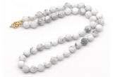 GMN7600 18 - 36 inches 8mm, 10mm matte white howlite beaded necklaces