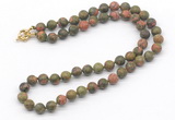 GMN7604 18 - 36 inches 8mm, 10mm matte unakite beaded necklaces