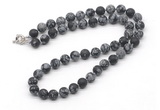 GMN7609 18 - 36 inches 8mm, 10mm matte snowflake obsidian beaded necklaces