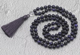 GMN761 Hand-knotted 8mm, 10mm purple tiger eye 108 beads mala necklaces with tassel