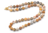 GMN7617 18 - 36 inches 8mm, 10mm matte yellow crazy lace agate beaded necklaces