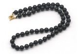 GMN7620 18 - 36 inches 8mm, 10mm matte black onyx beaded necklaces