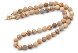 GMN7627 18 - 36 inches 8mm, 10mm matte picture jasper beaded necklaces