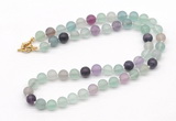 GMN7635 18 - 36 inches 8mm, 10mm matte fluorite beaded necklaces