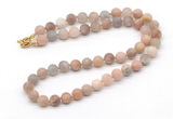 GMN7636 18 - 36 inches 8mm, 10mm matte sunstone beaded necklaces