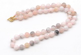 GMN7637 18 - 36 inches 8mm, 10mm matte natural pink opal beaded necklaces