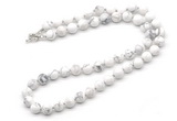 GMN7700 18 - 36 inches 8mm, 10mm round white howlite beaded necklaces