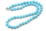 GMN7701 18 - 36 inches 8mm, 10mm round blue howlite beaded necklaces