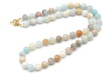 GMN7703 18 - 36 inches 8mm, 10mm round amazonite beaded necklaces