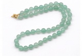 GMN7706 18 - 36 inches 8mm, 10mm round green aventurine beaded necklaces