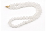 GMN7707 18 - 36 inches 8mm, 10mm round white jade beaded necklaces