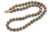 GMN7716 18 - 36 inches 8mm, 10mm round unakite beaded necklaces