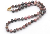 GMN7717 18 - 36 inches 8mm, 10mm round rhodonite beaded necklaces