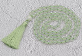 GMN772 Hand-knotted 8mm, 10mm prehnite 108 beads mala necklaces with tassel