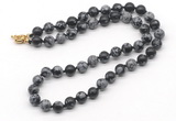 GMN7725 18 - 36 inches 8mm, 10mm round snowflake obsidian beaded necklaces